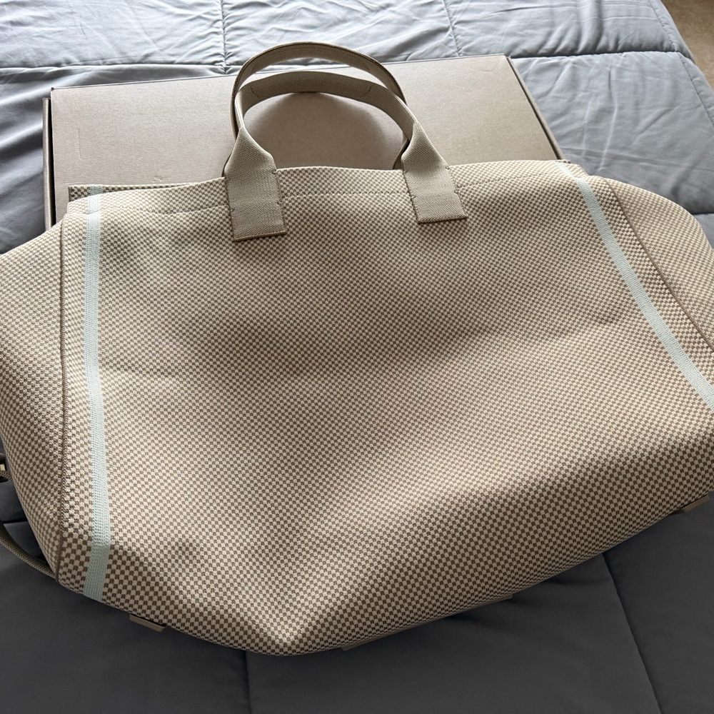 Rothy's mini check Tan and Cream weekender Bag - Picture 11 of 14